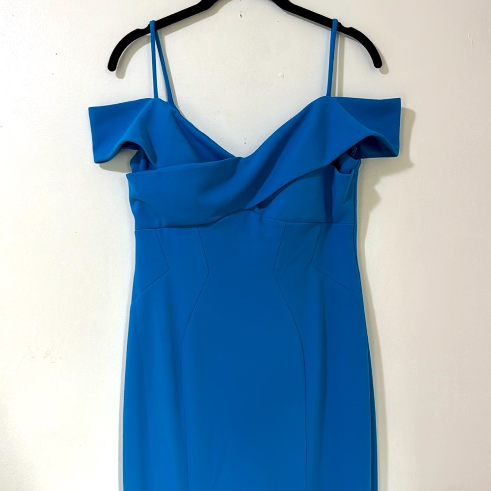 Nightway | Blue Long Off-the-Shoulder Dress